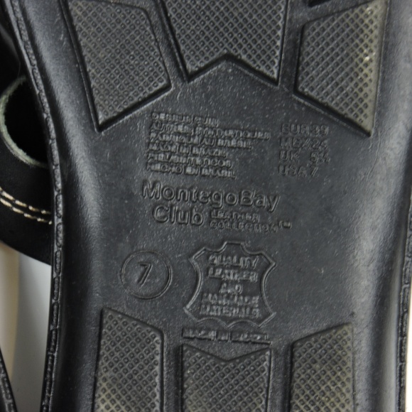 MONTEGO BAY CLUB Black Leather Brazil Sandals - Picture 3 of 8